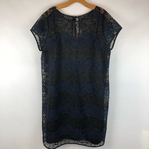 Ann Taylor Loft, Black & blue lace dress size 18